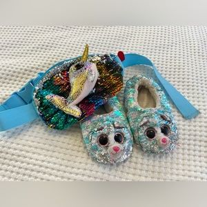 TY || Glitter Sequin Slippers & Belt Bag Bundle